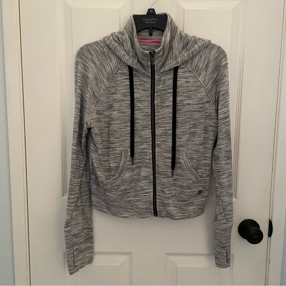 Calvin Klein Performance Fitness Running Zip-Up Hoodie in Heather Gray Size M